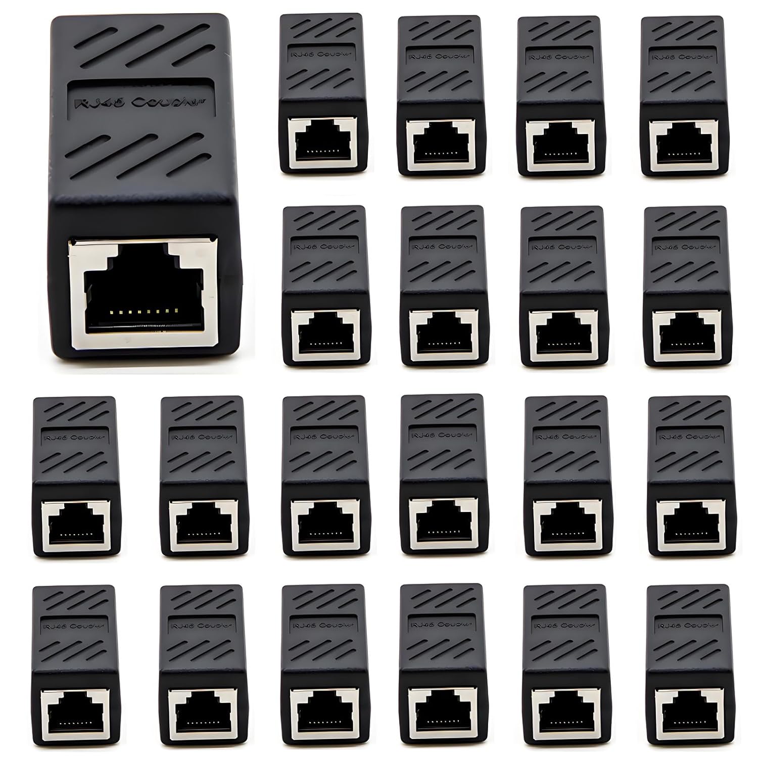 RJ45 Cat5 Couplers, (20 Pack) in Line Coupler Cat5 Cat5e Cat6 Cat7 Ethernet Cable 8P8C Extender Adapter Female to Female, Black - Amazon product rated Grade B