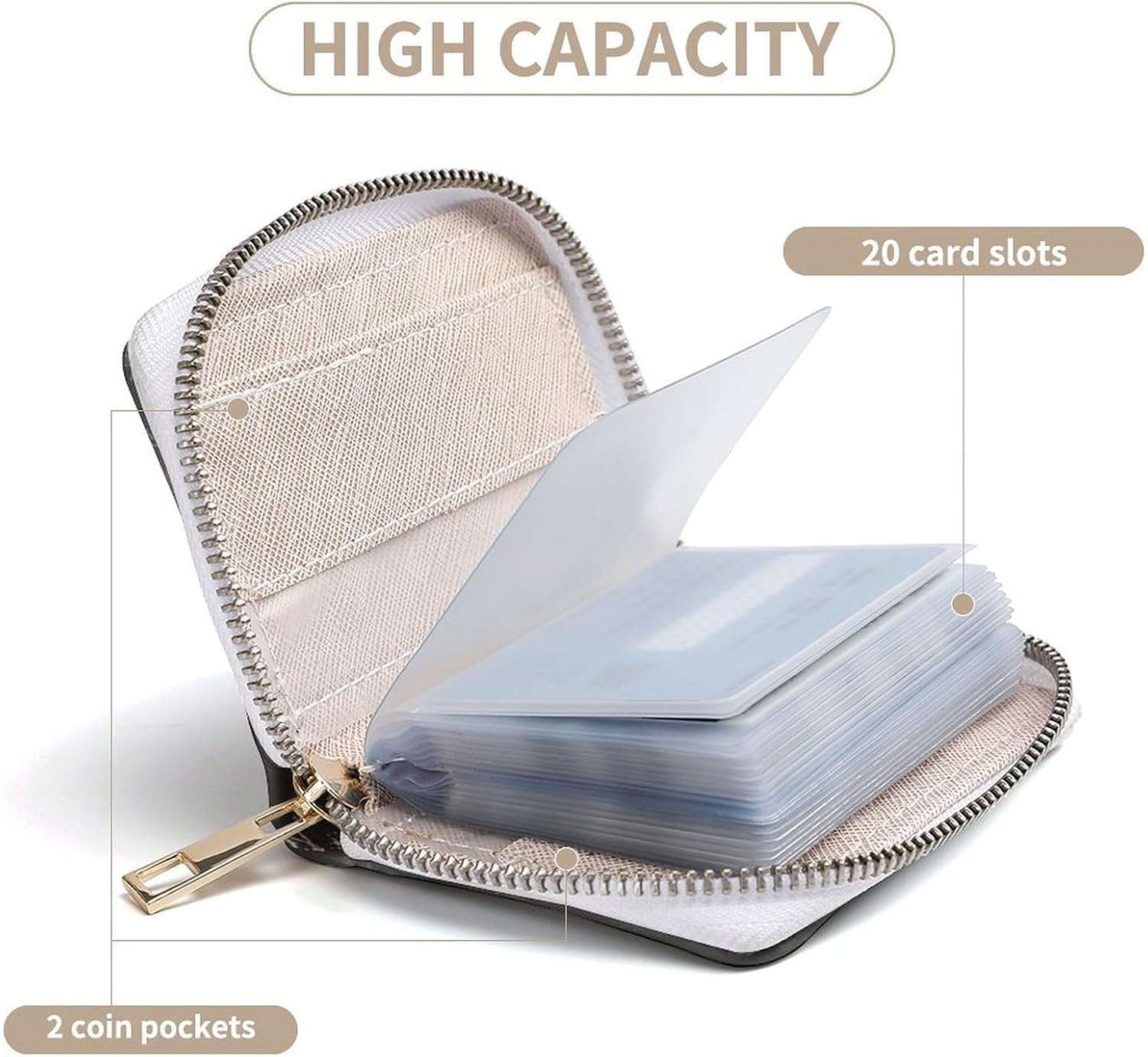 Leather Card Organizer Case Card Wallet Credit Card Holder Abstract Grainy Picture Printed Zipper Card Cases Holder for Women Men