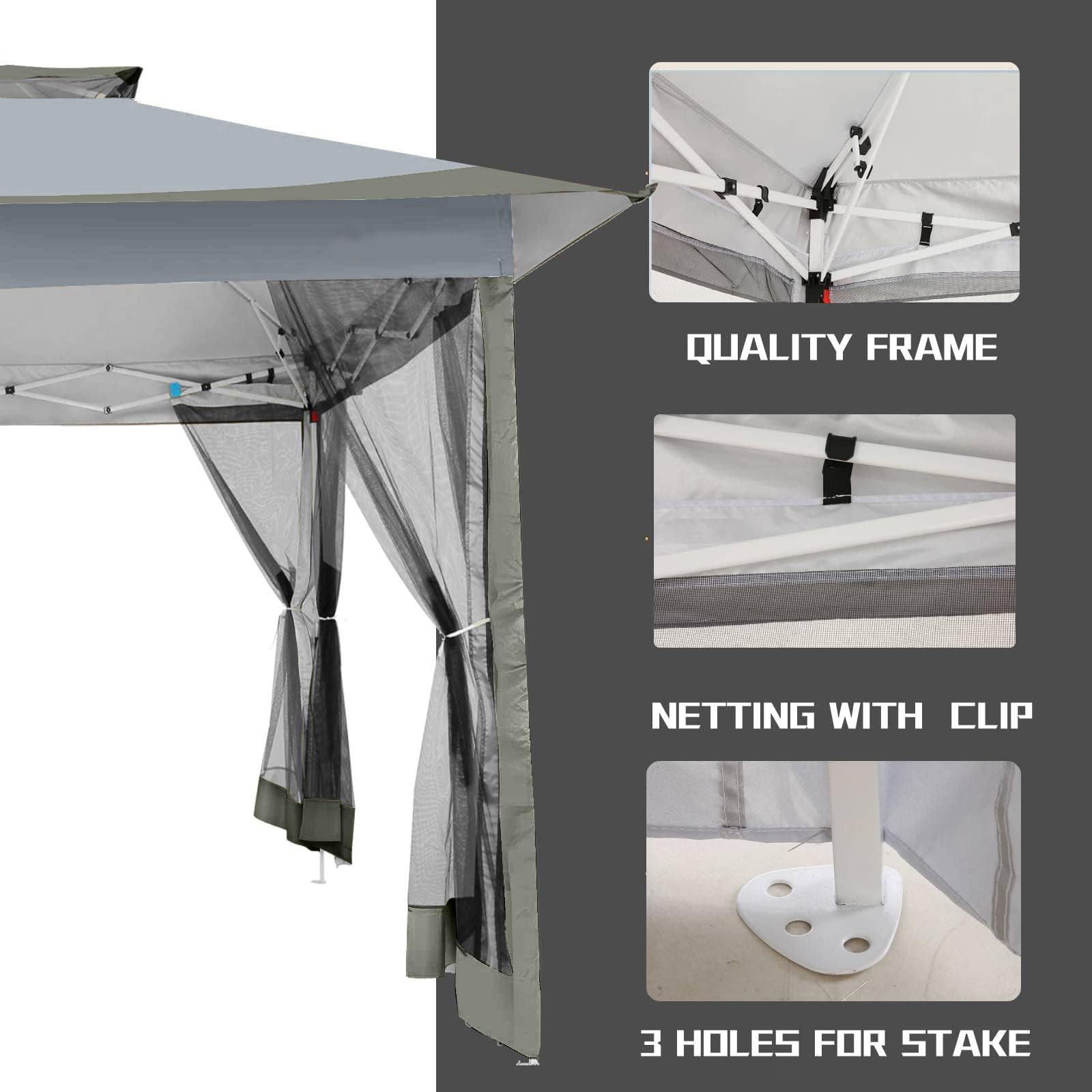 COBIZI Gazebo pop-up 10x10 da esterno con zanzariera Gazebo da patio con pareti laterali per giardino, campeggio, feste, cortile con parte superiore ventilata, custodia, sacchi di sabbia