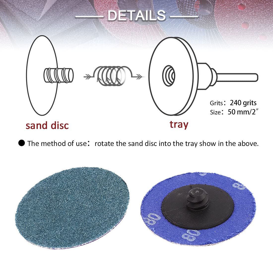 Dischi Per Smerigliatrice Roloc 100 Dischi Levigatura A Cambio Rapido 3" - Zirconia 40 Grana, Tipo Roloc, Con Mandrino, Ideali Per Lavori Di Precisione 100 Dischi Zirconio Europeo - Foto 12