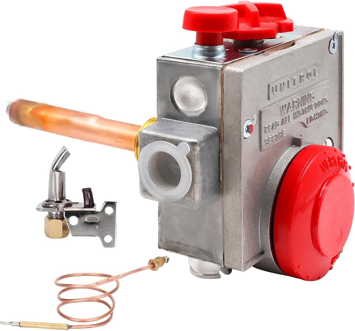 110-326 Válvula de control del calentador de agua a gas con termostato de sonda de cobre - Metal - Construido para durabilidad y precisión