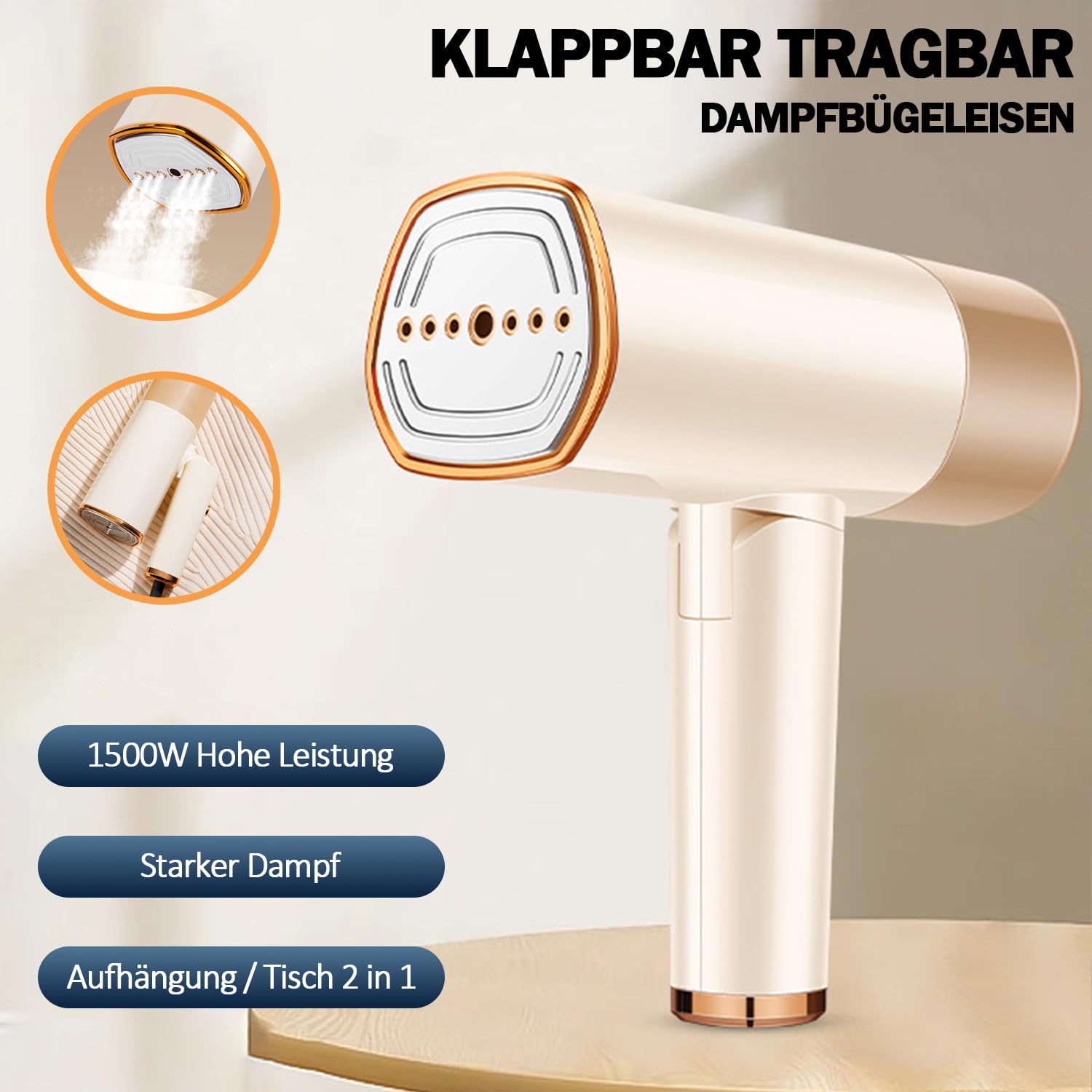 Vaporizador de Ropa Portátil de Mano, Vaporizador de Prendas para Eliminación de Arrugas, Calentamiento Rápido en 20s, Tanque de Agua Desmontable de 110 ml, Vaporizador de Viaje para Hogar y Oficina