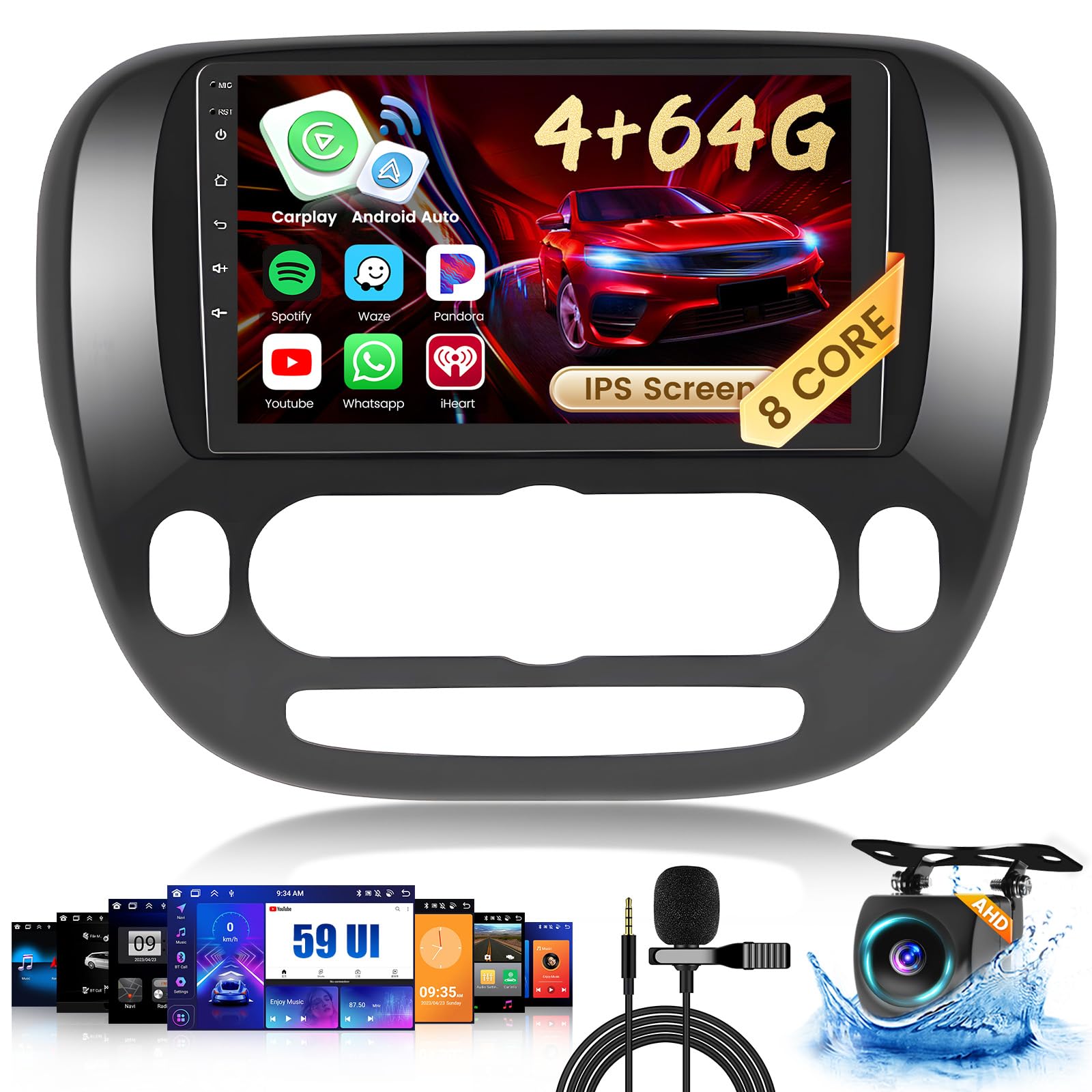 Amazon.com: Inefala 8-Core 4+64G Android 15 Car Stereo Screen for
