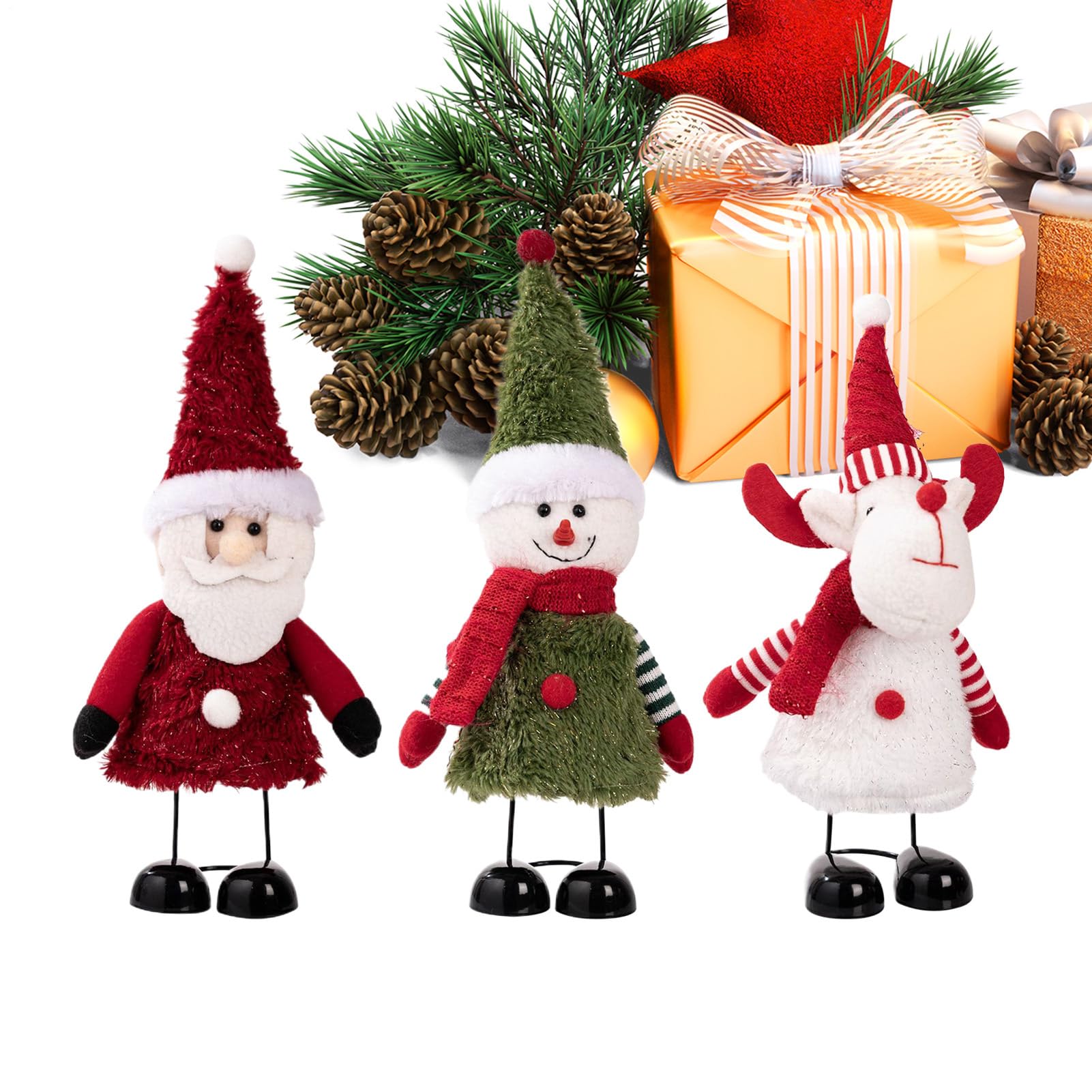 Bonhomme de neige de Noël télescopique en tissu pour table de salon