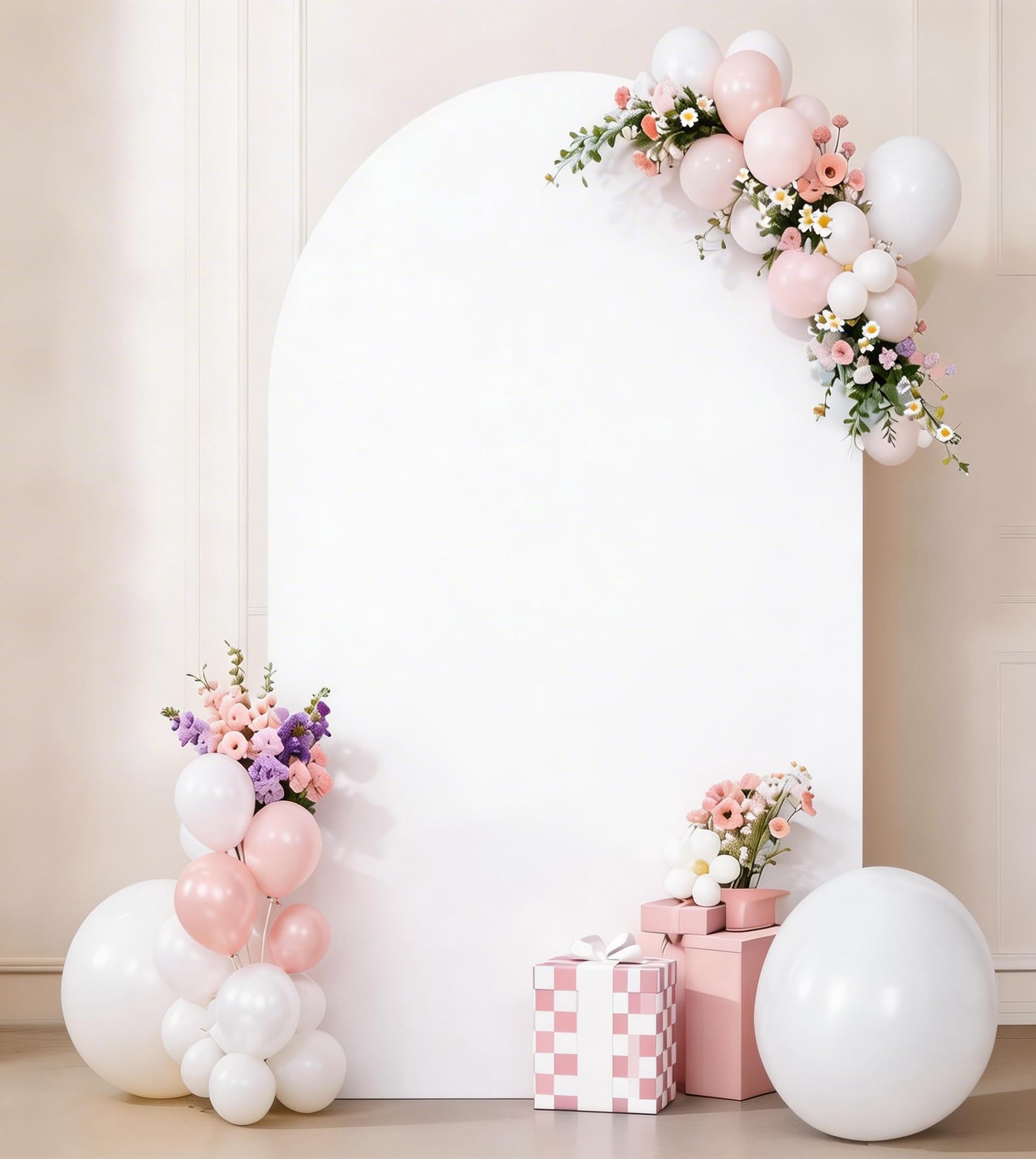 6FT Wedding White Arch Backdrop Covers Spandex Arch Stand Covers for Party Birthday Engagement Photo Autograph Wall Banquet Bridal Shower Background