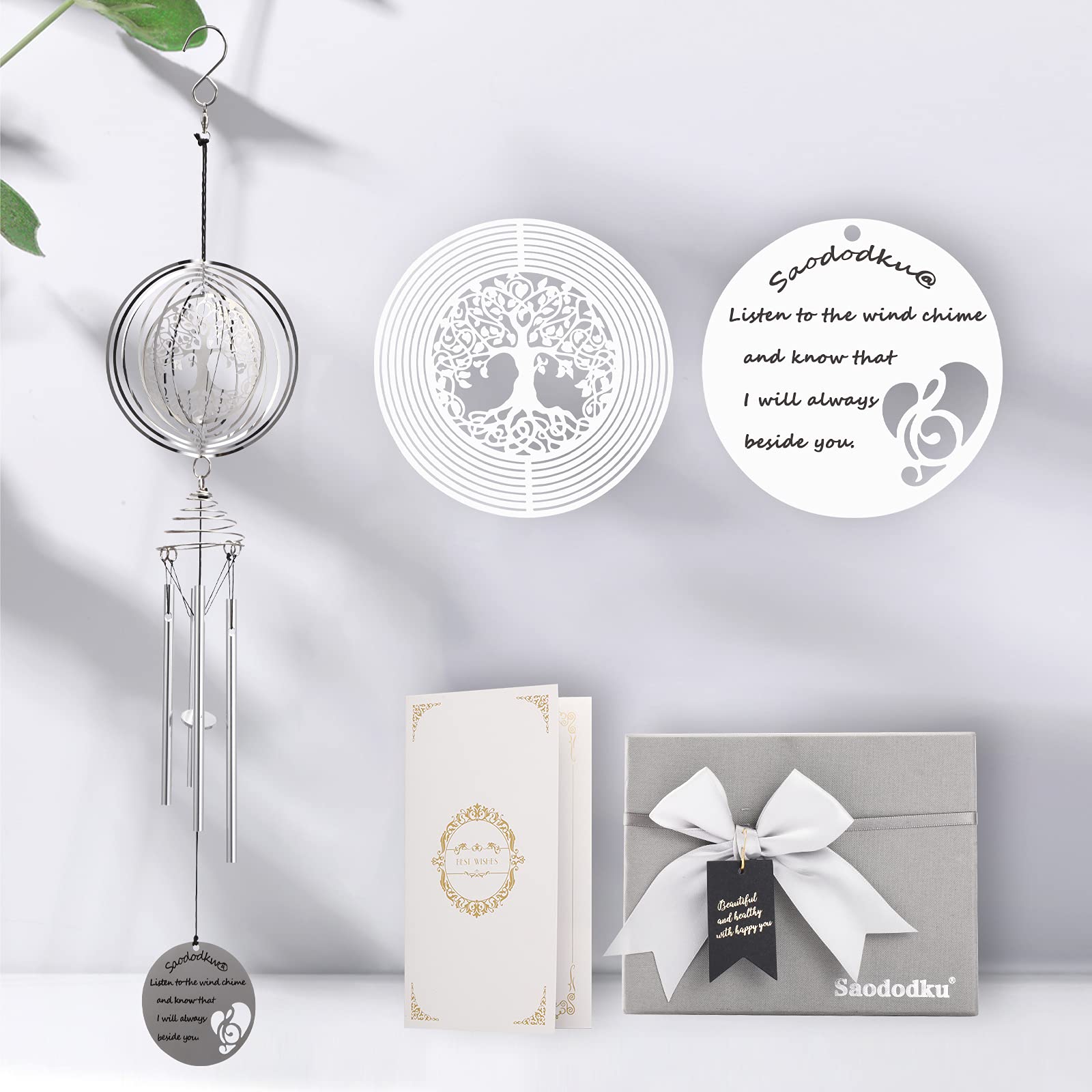 Photo 1 of 20 Inch Sympathy Wind Chimes of 3D Tree of Life, Memorial Wind Chimes as Memorial Gifts, Unique Gratitude Gifts/Appreciation Gifts/Thank You Gifts for Family/Friends/Colleagues