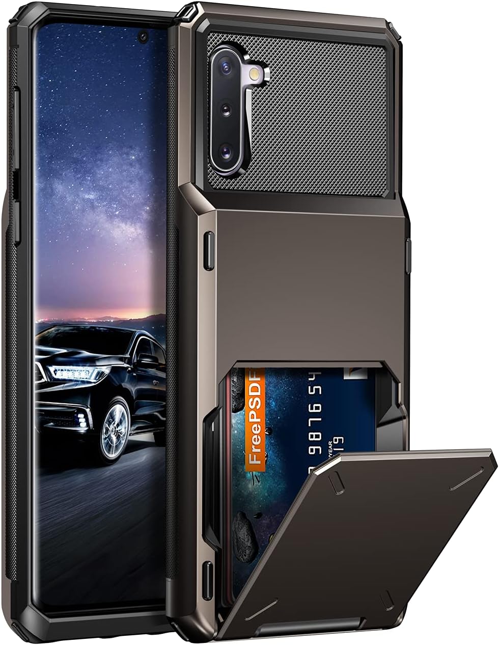 ELOVEN Case for Samsung Galaxy Note 10 Case Wallet with Card Holder Hidden Card Slot Dual Layer Protective Cover Shock Absorption Rugged Bumper Heavy Duty Protection Cover for Galaxy Note 10 Gun Metal