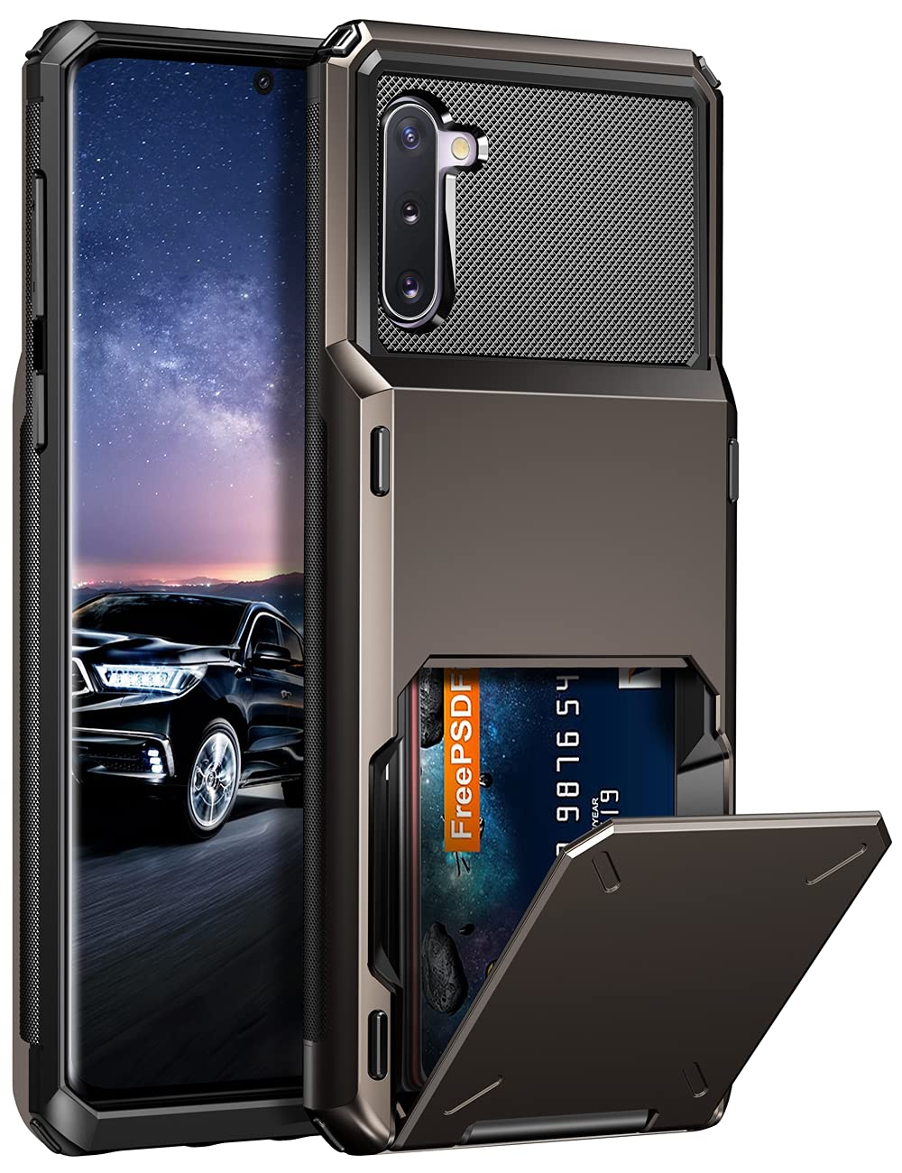 ELOVEN Case for Samsung Galaxy Note 10 Case Wallet with Card Holder Hidden Card Slot Dual Layer Protective Cover Shock Absorption Rugged Bumper Heavy Duty Protection Cover for Galaxy Note 10 Gun Metal