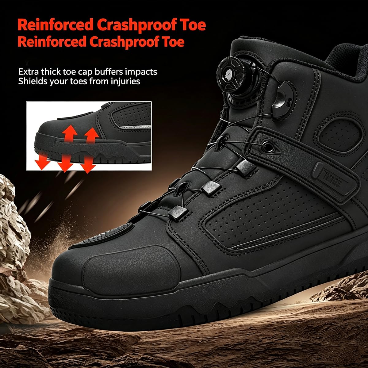 SDEQA Stivali da Moto Impermeabili da Uomo Scarpe Racing | Stivali da Motocross Protettivi Scarpe Moto con Supporto alla Caviglia per Pista e Strada