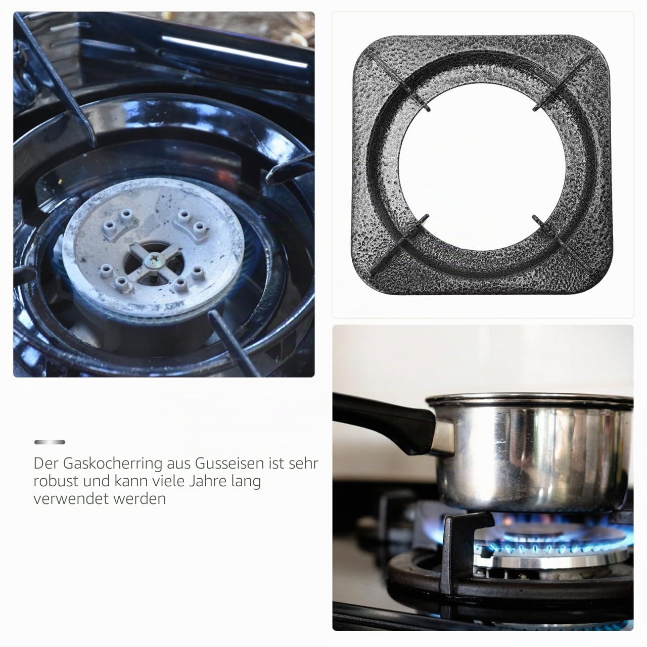 COLLBATH Gusseisen Wokring Gasherd Ständer Herdhalterung Rutschfeste Topfstütze Für Kleine Töpfe Effizientes Kochen Und Wärmeverteilung
