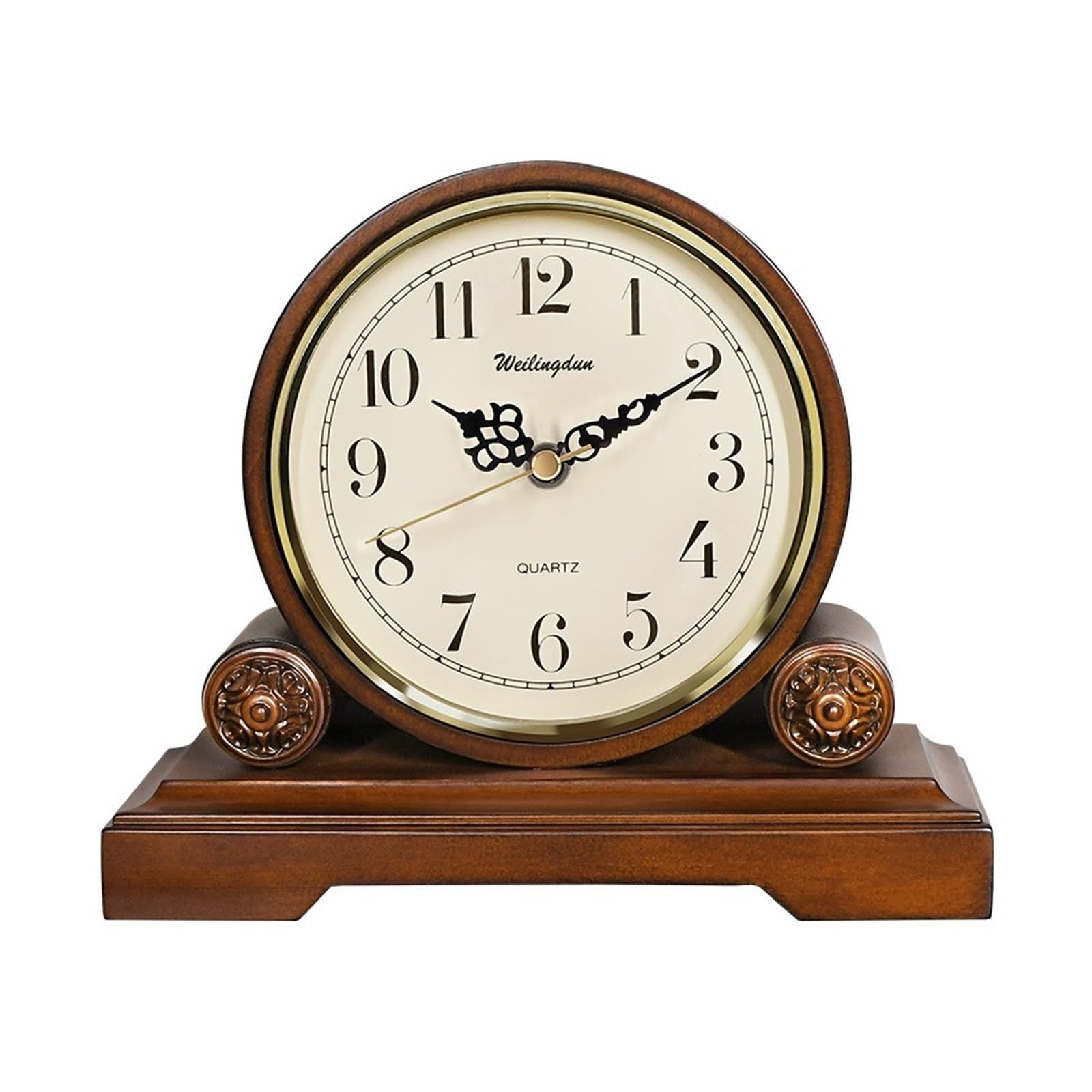 VHdryEDT Vintage Mantel Clock Fireplace European Style Table Clock Living Room Desktop Retro Restaurant TV Cabinet Wooden Easy To Read