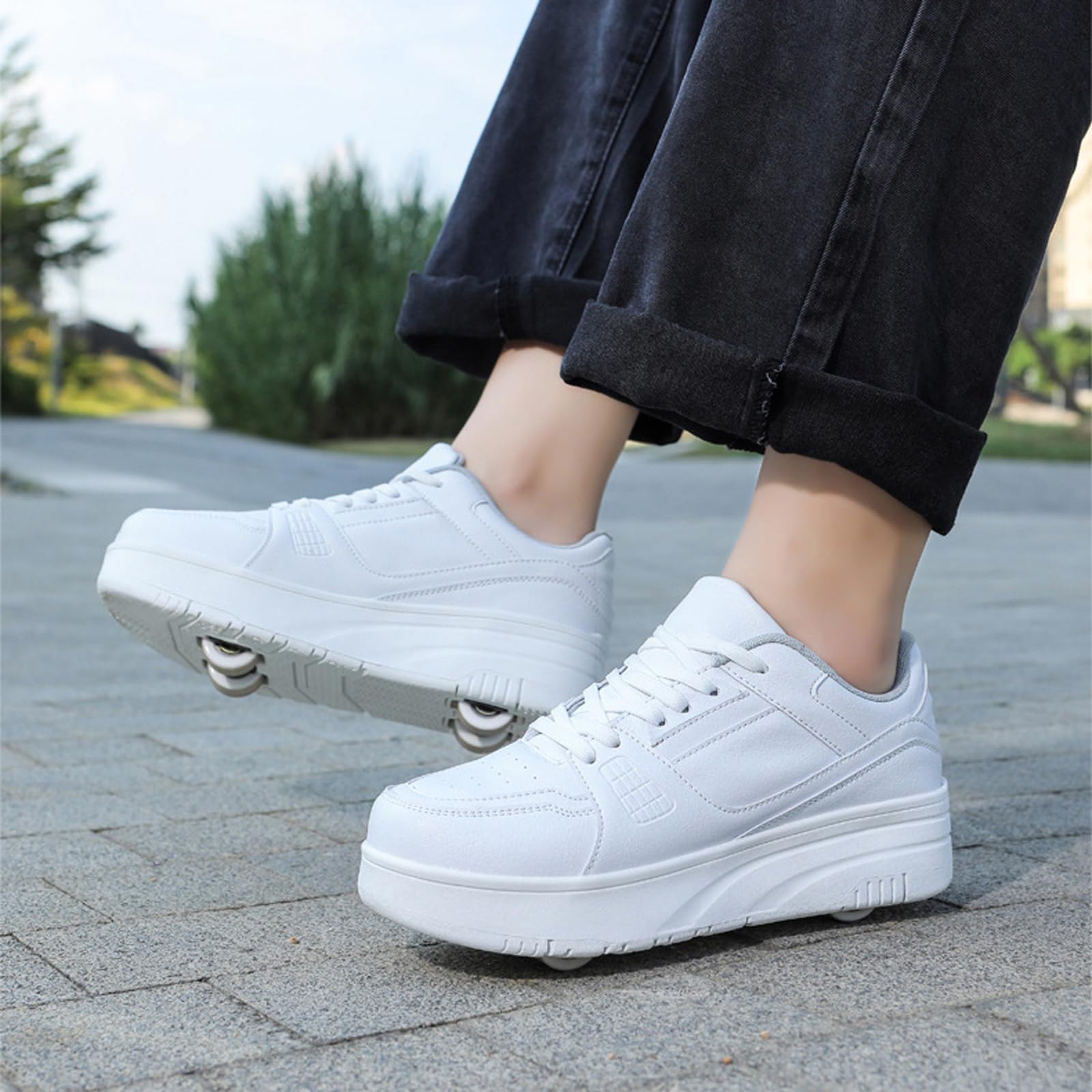 Sneakers con Ruote,Scarpe con Rotelle Bambino,Scarpe da Ginnastica A Rotelle,Multiuso,Comfort,Low-Top,Moda,con Ruote Rimovibili,per Ragazzo Ragazza Adulto