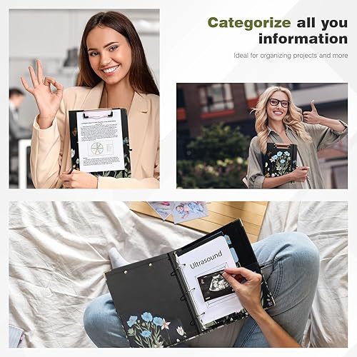 Miniatura 165 de Ospelelf Mini 3 Ring Binder, 2 Inch, Cute Pink Marble Binder for 5.5" x 8.5" with 5 Tab Dividers, File Folder Labels and Low Profile Clipboards