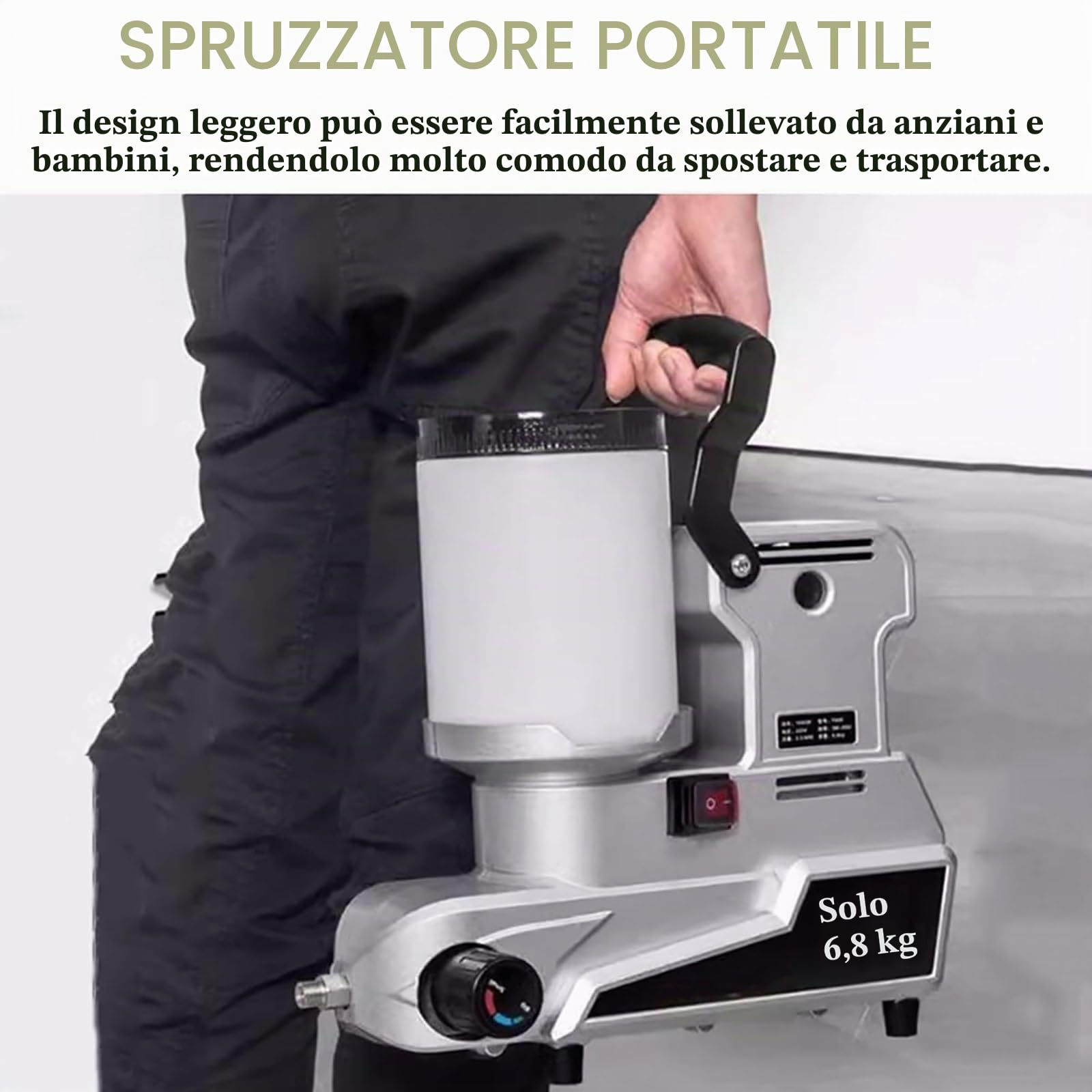 Pistola Airless Professionale 1600W, Verniciatore A Spruzzo, Portata 2500 Ml/min, con Tubo da 5 M, Macchina per Spruzzatura di Vernice Tre velocità Regolabili