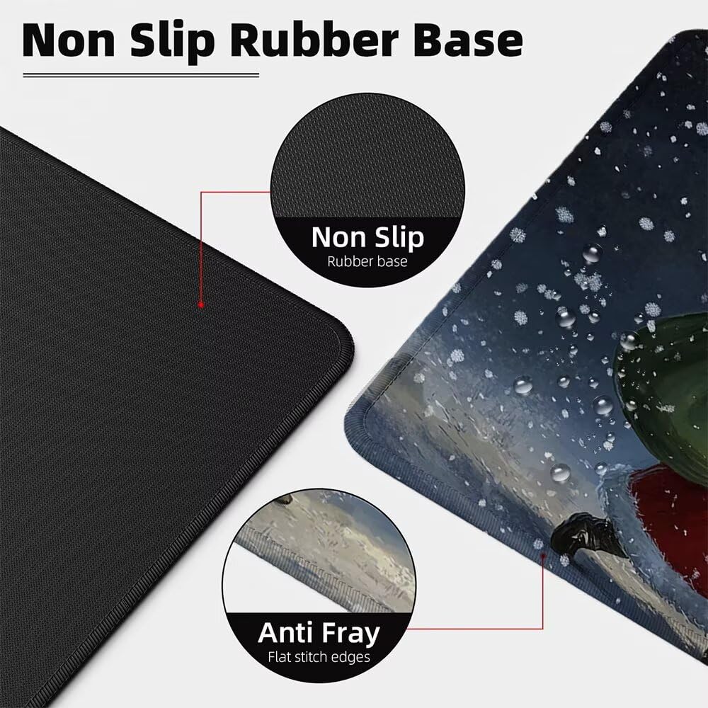 Tappetino Mouse XXL 900x500x3 mm, Babbo Natale Grande Extended Tappetino Scrivania， Resistente Tappetino Mouse Gaming Cucito-Impermeabile Antiscivolo, per PC, laptop Migliora Precisione velocità zj251