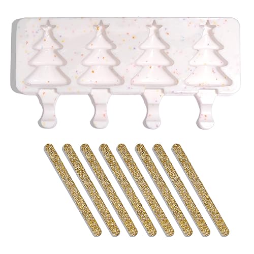 Fancy Sprinkles Mariah Tree - Molde para tartas, 4 cavidades de silicona reutilizable, para hornear y decoración de postres, incluye 8 varillas