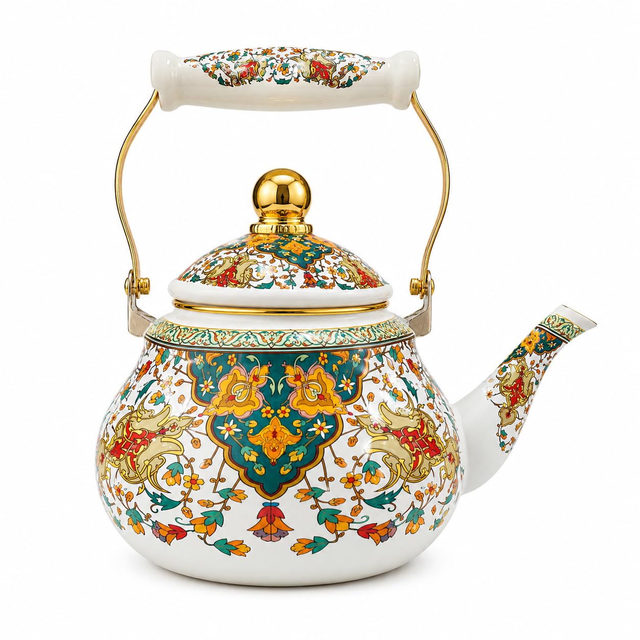 Perfect Home & Kitchen 2.5L Enamel Tea Kettle with Lid and Handle for Gas Stove and Induction | Boiling Water Teapot | Beautiful Design Coffee Chai Pot | All Cooktops Compatible (Vintage Green)-image-18