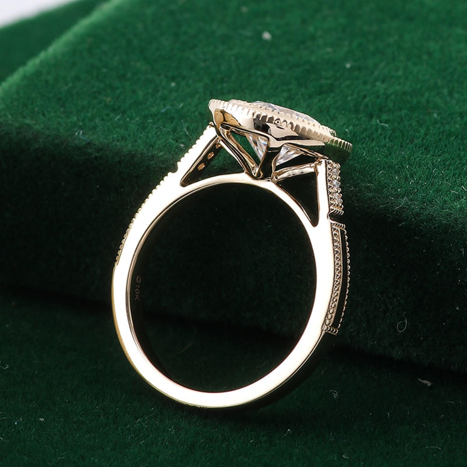 Złote pierścionki damskie 375, obrączki ślubne, żółte złoto 9-karatowe, halo, pierścionek zaręczynowy z Moissanite 3 ct D Color VVS1 dla kobiet, rozmiar 51 (16,2)