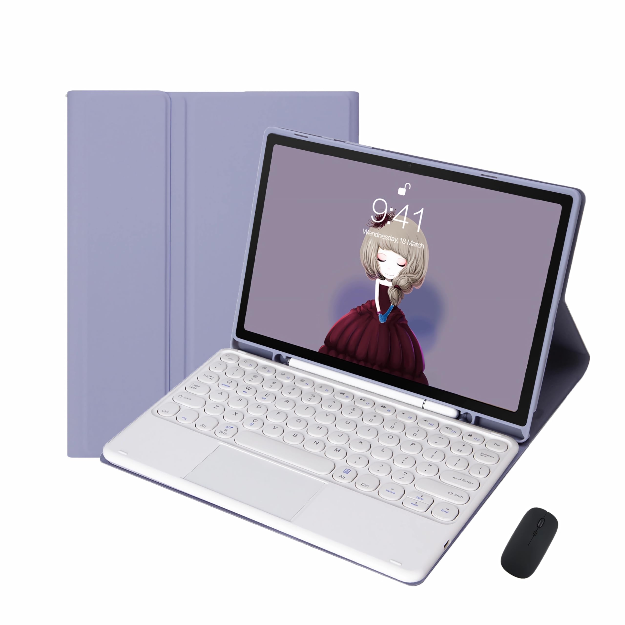 Clavier pour Galaxy Tab S6 Lite étui AZERTY avec pavé tactile violet