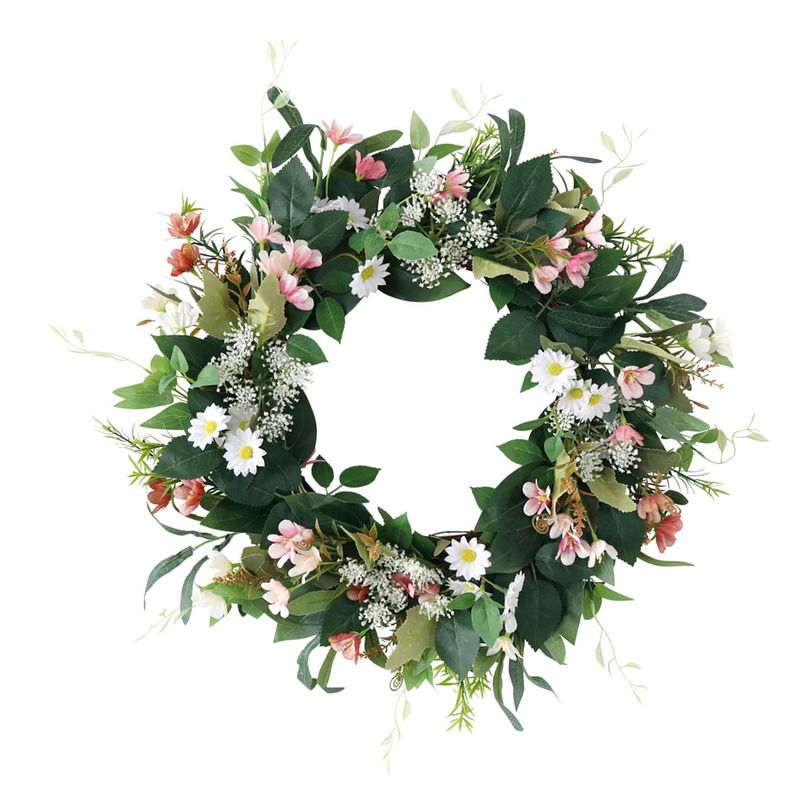 Kalttoy Artificial Flower Wreath Spring Festival Wreath Artificial Flower for Front Door Hallway Garden Farmhouses Elegant for Event