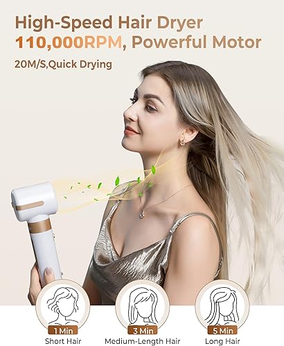 Miniatura 4 de UKLISS Cepillo secador de pelo de 7 en 1,110000 RPM con difusor para cabello rizado y retorcido, cepillo iónico profesional, secador de pelo para