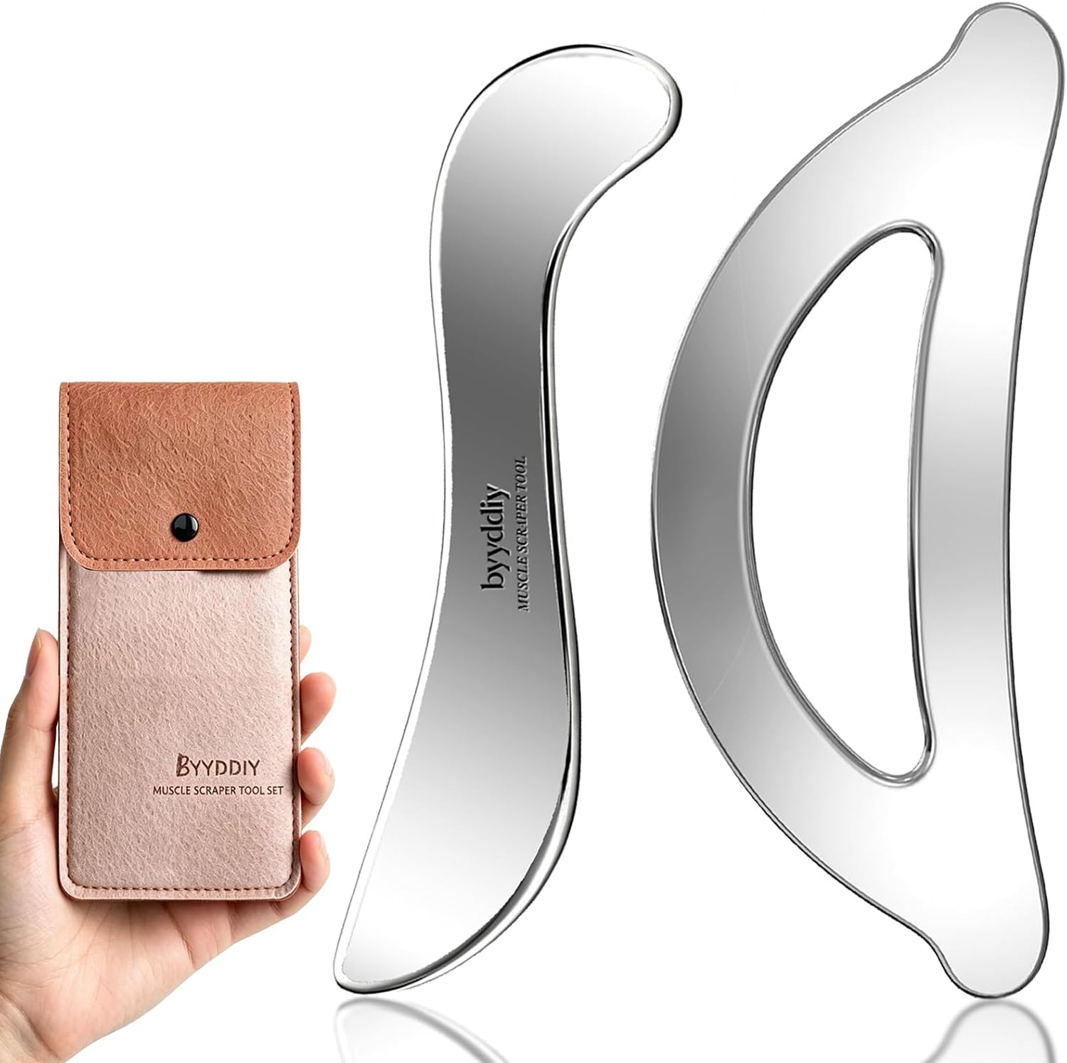 BYYDDIY 2in1 Travel Set,Gua Sha Muscle Scraper Tool,Scar Tissue Tool,Physical Therapy,Muscle Scraping,Massage Scraper,Fascia Scraper,Scraping Massage Tool (4SM)