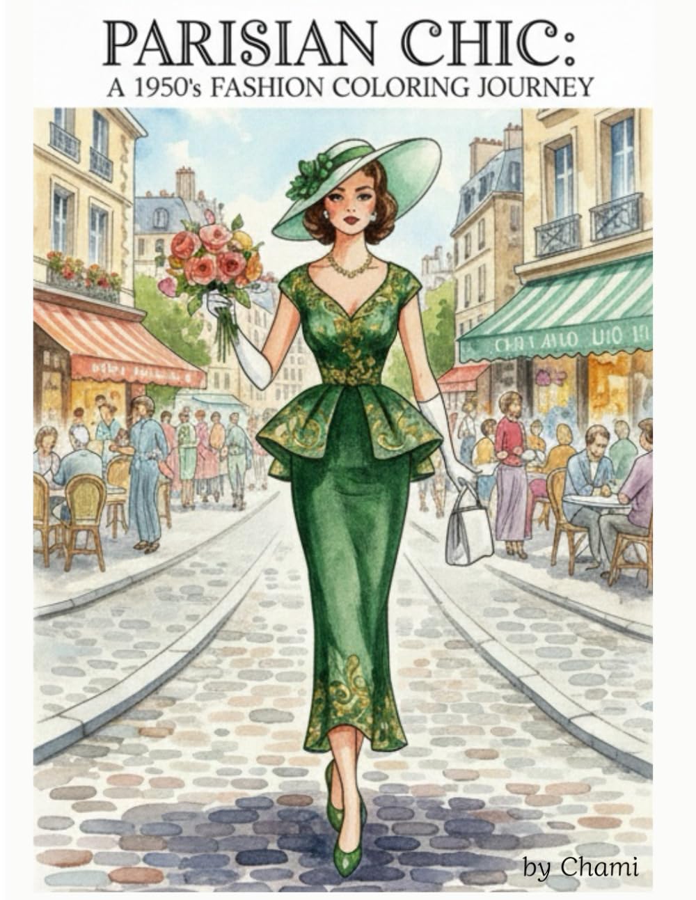 PARISIAN CHIC: A 1950s Fashion Coloring Journey for Adults and Teens