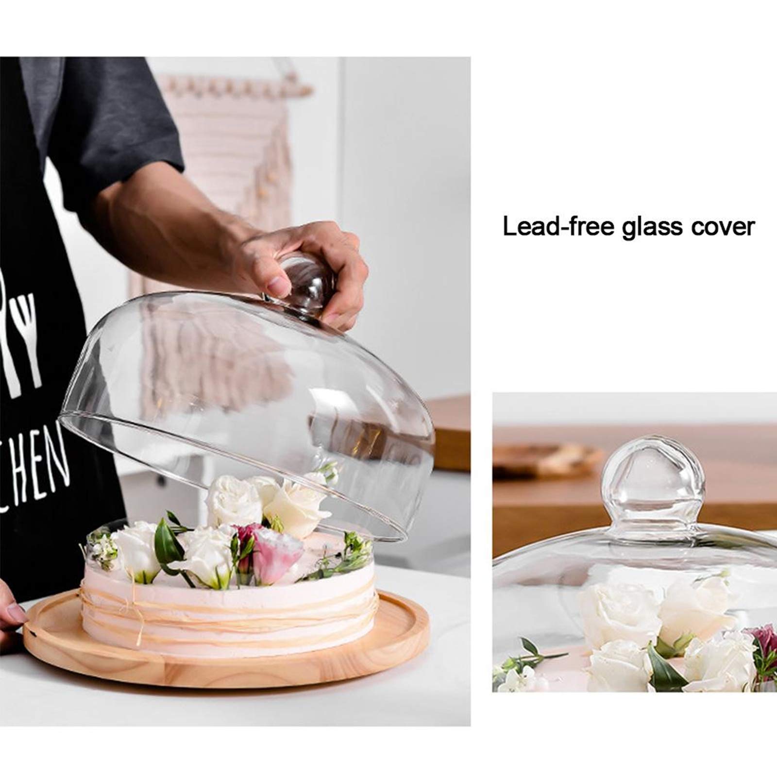 Houten Kaastaart Display Stand Met Glazen Koepel Houten Deksel Bruiloft Dienblad Taart Voetstuk Taart Tray Taart Server Dessert Verjaardag Plaat-21X21X15.7CM Houten Kaastaart Display Stand Met Glazen Koepel Houten Deksel Bruiloft Dienblad Taart Voetstuk Taart Tray Taart Server Dessert Verjaardag Plaat-21X21X15.7CM