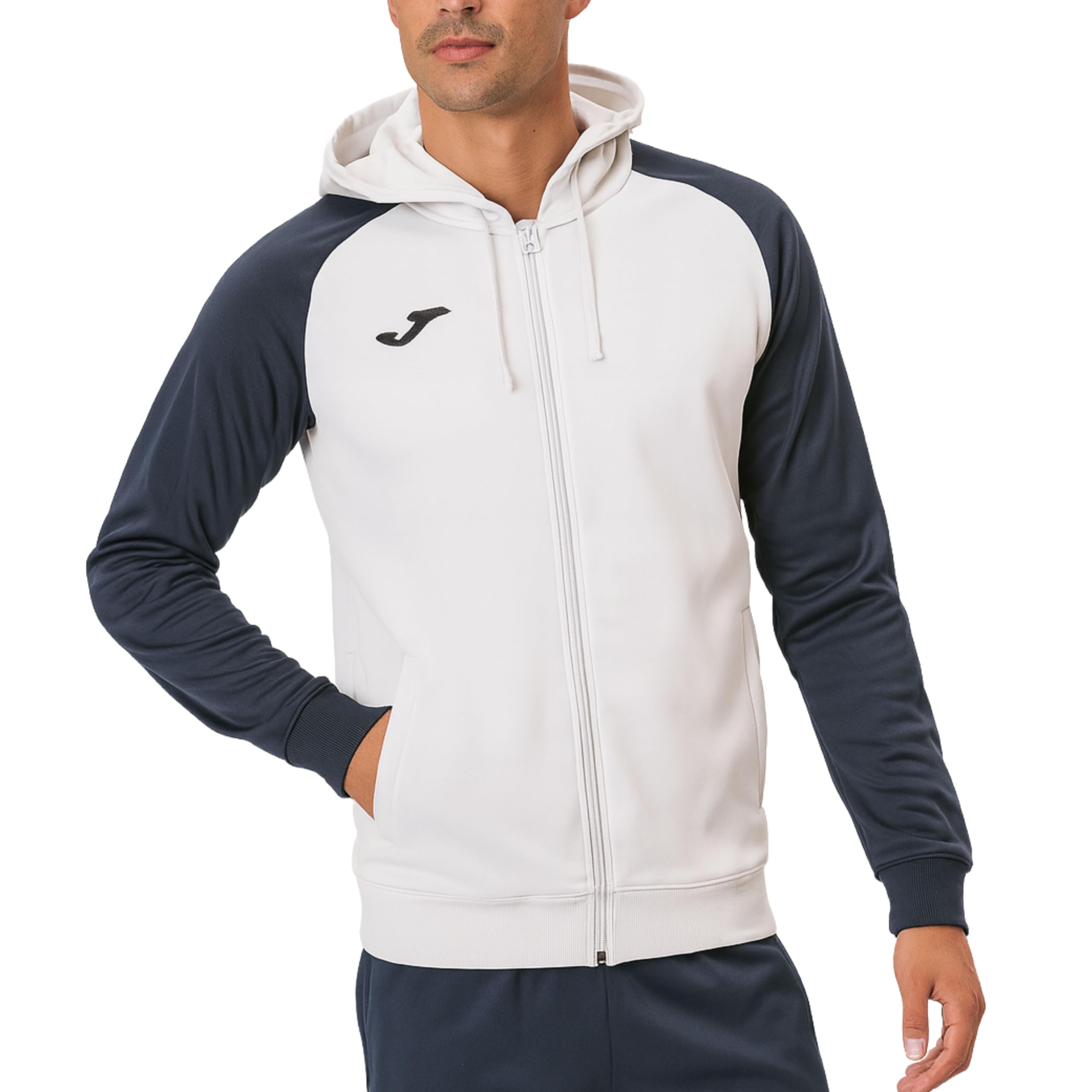 Joma Men's Academy Iv Hooded Sweatshirt, White-Marine, XL