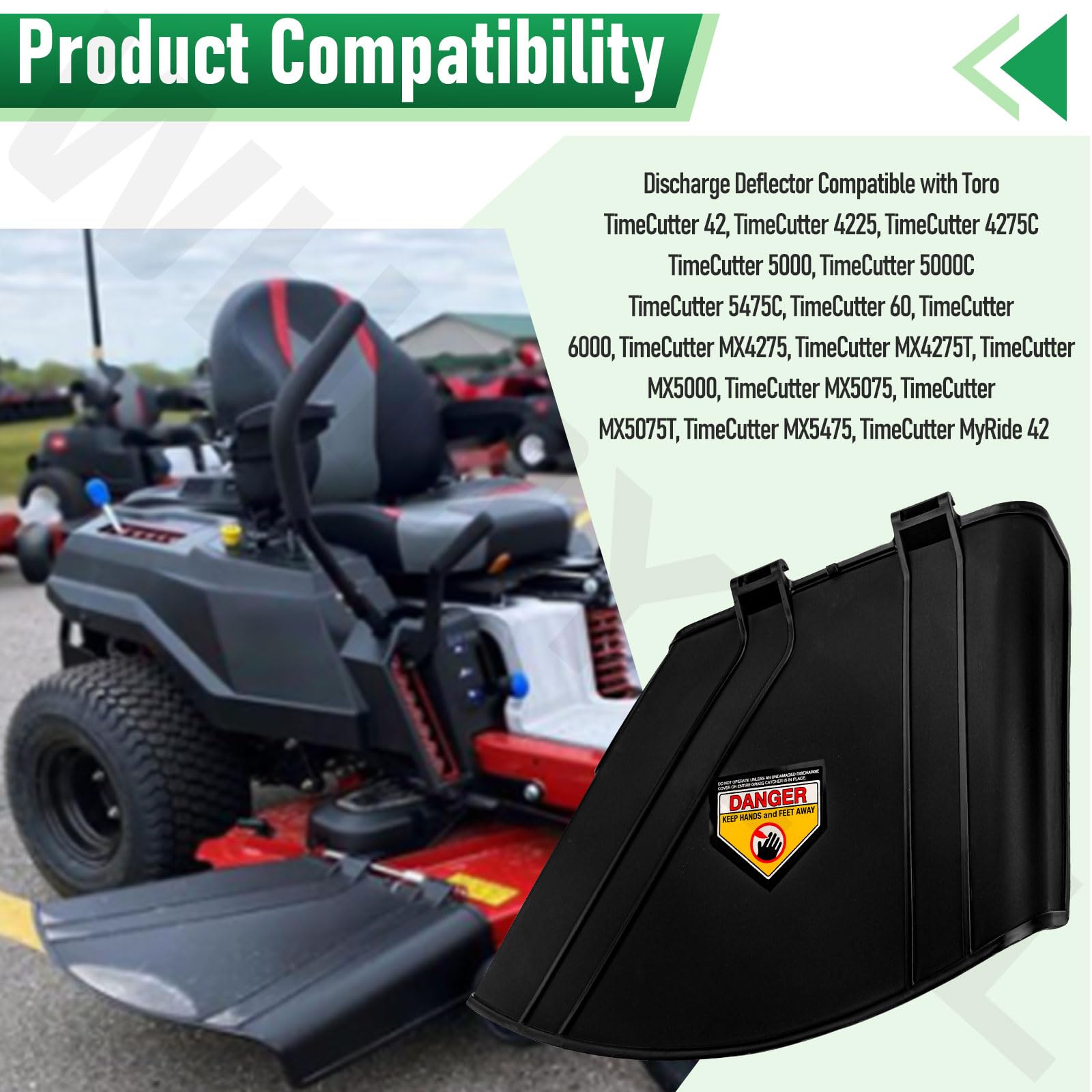 Protector deflector 138-7502 compatible con cortacésped Exmark Quest E S Series y Toro 74690 74691 74694 74695 75743, compatible con los modelos QZE725GKC42200 QZE725GKC50200 QZS735GGGKC50200