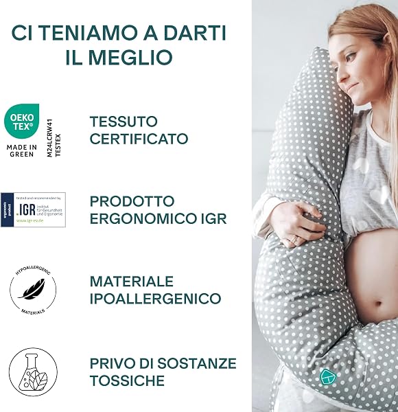Koala Babycare Cuscino Gravidanza per Dormire XXL Sfoderabile - Cuscino Allattamento Ipoallergenico ed Ergonomico - Federa esterna 100% Cotone - 3