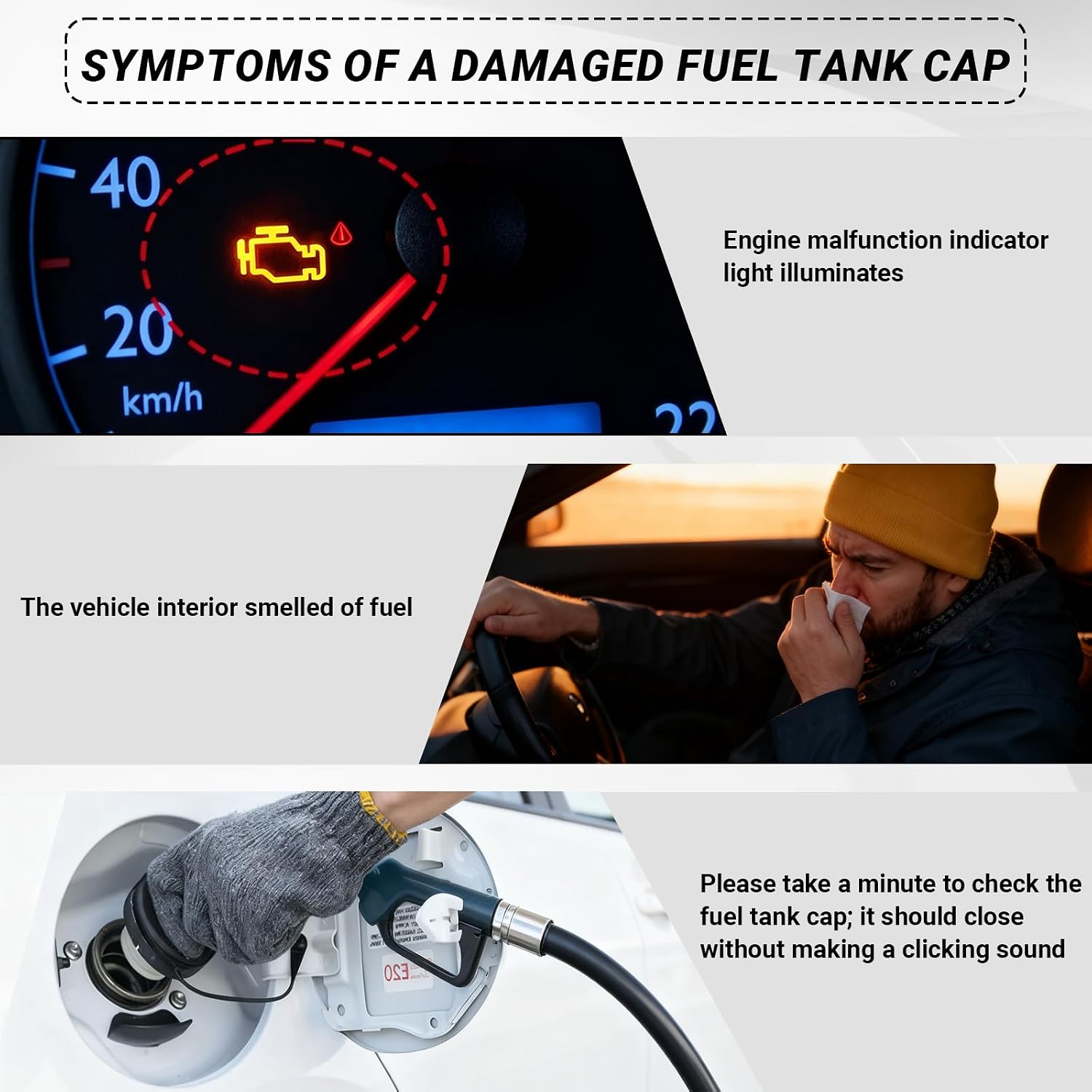 Gas Cap Fuel Cap Replacement for Dodge 52030377AB Ram 1500 2500 3500 Caravan Fuel Accessories Jeep Wrangler JK TJ Liberty Grand Cherokee 2003-2020 Gas Tank Cover OEM Fit