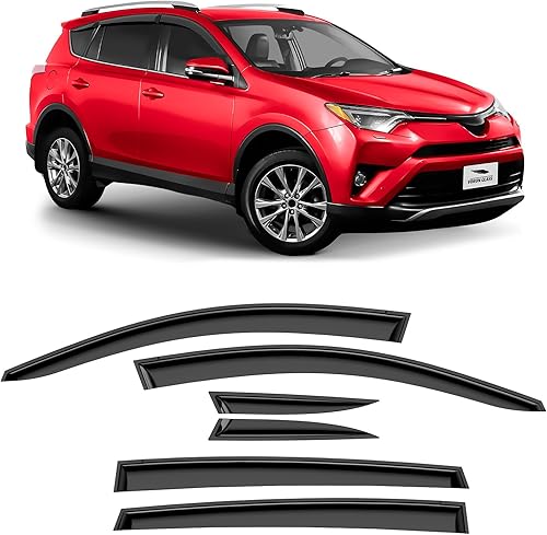Voron Glass Protectores de lluvia extra duraderos con cinta adhesiva para Toyota RAV4 2013-2018, deflectores de ventana, viseras de ventana de