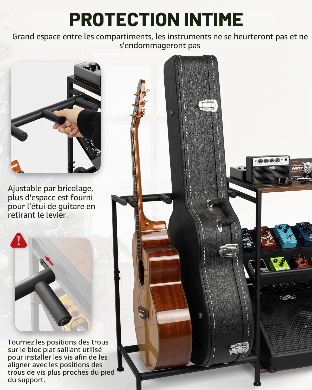 STRICH SMT-40 Support de guitare pour guitares acoustiques avec rembourrage doux pour maison, studio, salle de musique