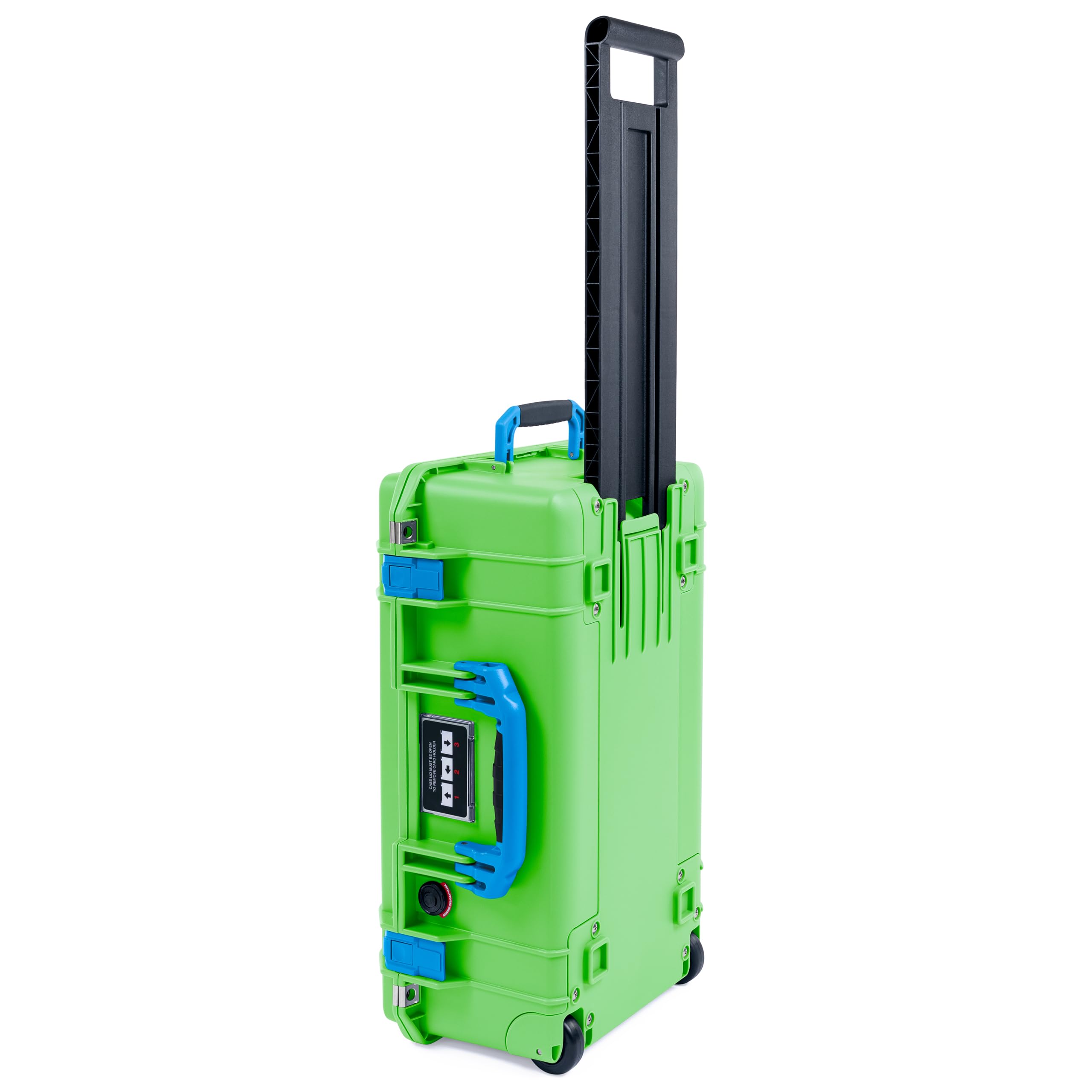 Pelican Air 1535 Carry-on Case by ColorCase - Lime Green - Medium Size Waterproof Case (Case Only) - Blue Handles & Latches