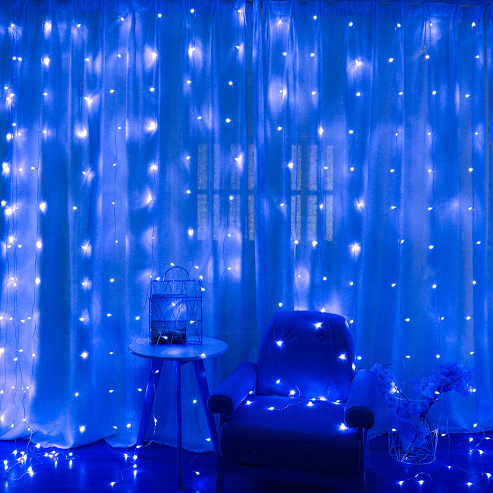 Guirlande Lumineuse Rideau Lumières de Rideau Guirlande Lumineuse Étanche Guirlande Alimenta Secteur avec 8 Modes d'Eclairage pour Mariage,Anniversaire,Fenêtre,Maison