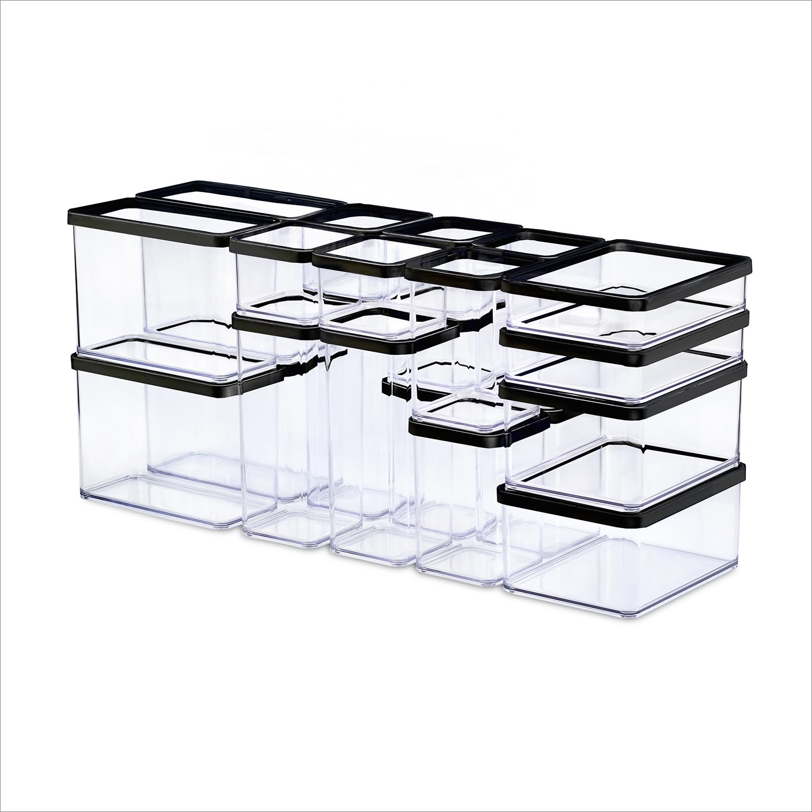 Rotho Loft Set of 24 Storage Jars, Stackable Airtight Kitchen Organisers