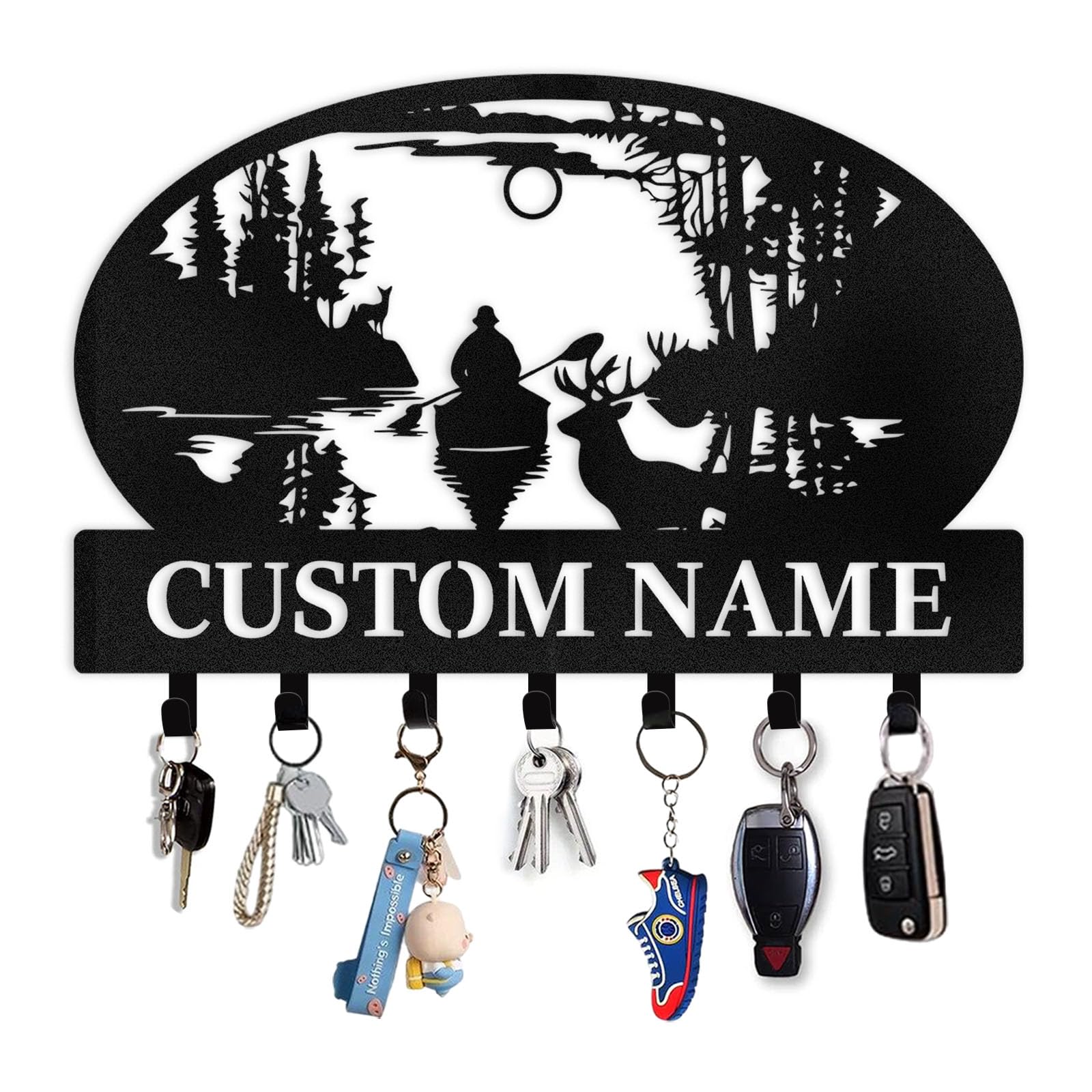 Personalized Fishing Key Holder Wall Mount, Fisherman Key Holder for Wall, Custom Name Keys Hanger for Outdoor Explorer, Decorative Keys Hooks Gifts for Fisherman Fishing Lovers Color08
