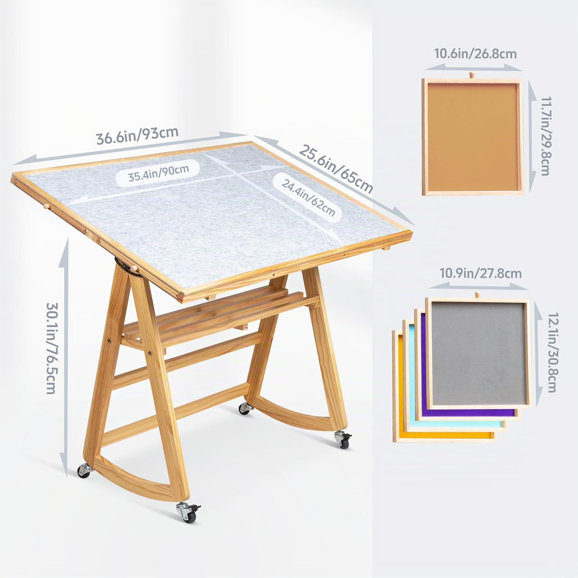Lavievert Table de Puzzle Inclinable de 1500 Pièces Avec 5 Tiroirs Colorés et Couvercle, Planche Réglable en Bois Avec Rangement Pour Adultes, Portable Avec Pieds, 4 Roues