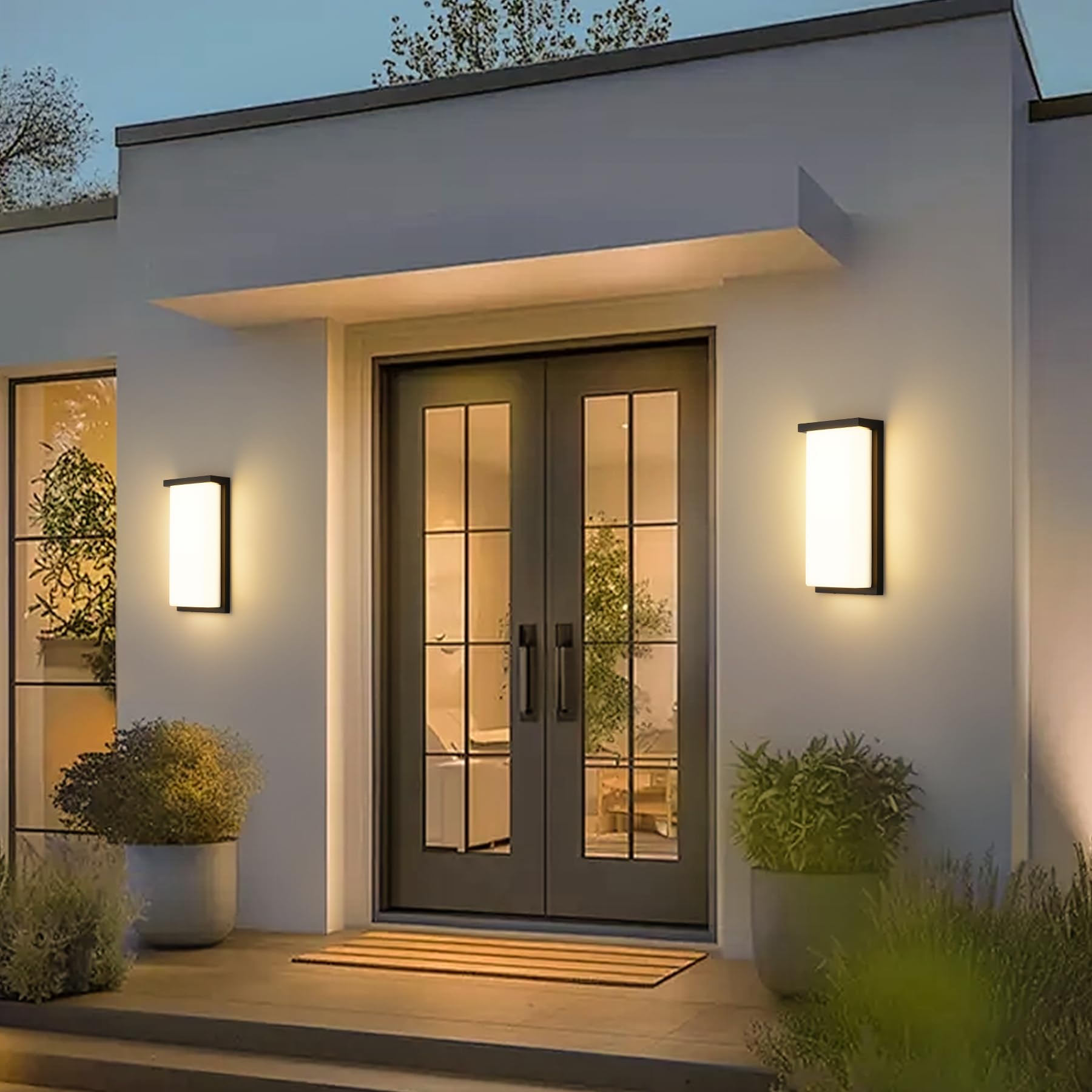 LED Wandleuchte Aussen Innen 32W,Außenleuchte Aussenlampe Wand IP65 wasserdichte,Aluminium Modern Außenwandleuchte 3000K Warmweiß Aussenleuchte,Wandlampe Außen für Terrasse Eingang Garten Balkon Flur