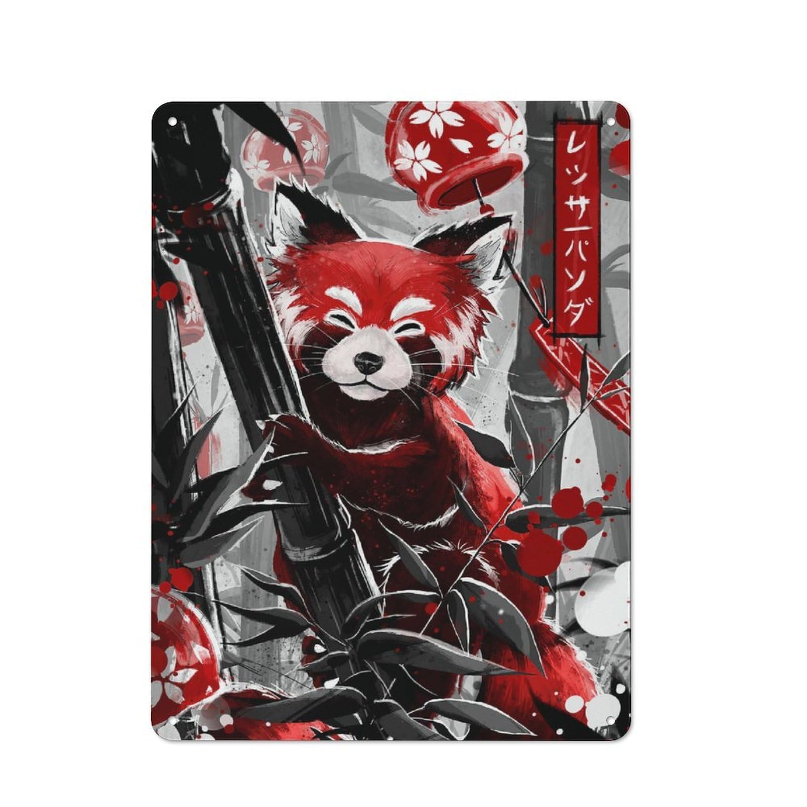 Junmoney Style-21 Garage Style Decorative Metal Plaque 40X30cm Featuring Guardian Of The Emerald Forest - Red Panda, Garage Wall Decor For Garage, Workshop, Shed Or Utility Room