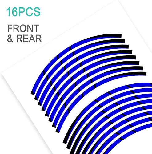 Miniatura 3 de KETABAO Calcomanías adhesivas de llanta de 17 pulgadas a rayas S01 compatibles con YZF R6 R1 MT 03 125 09 07 10 Tracer 700 FZ25 (azul)