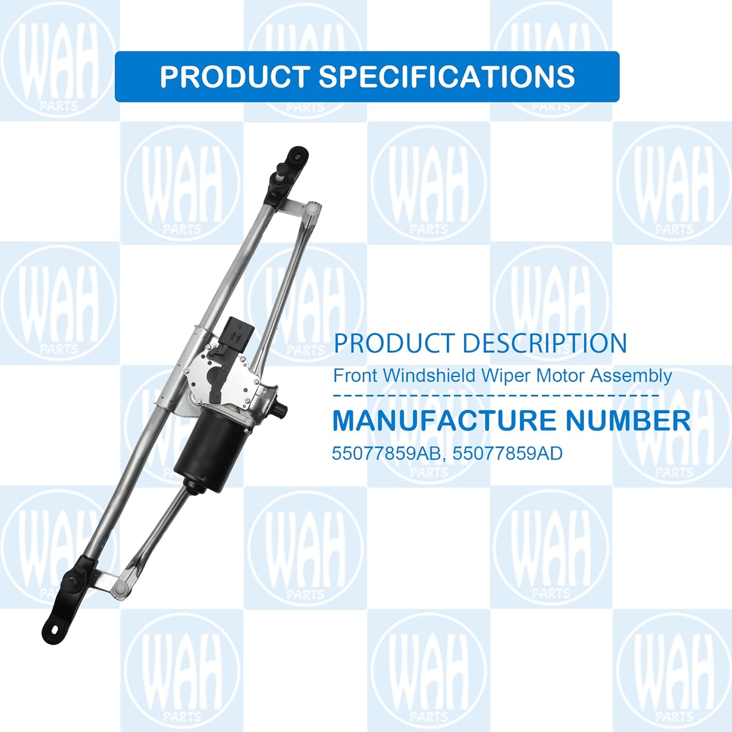 Front Windshield Wiper Motor and Linkage Assembly Compatible With 2007-2018 Jeep Wrangler Replace 55077859AB 55077859AD