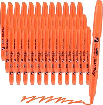 Cgerma Highlighters 36 Pack, Chisel Tip Orange and Pink