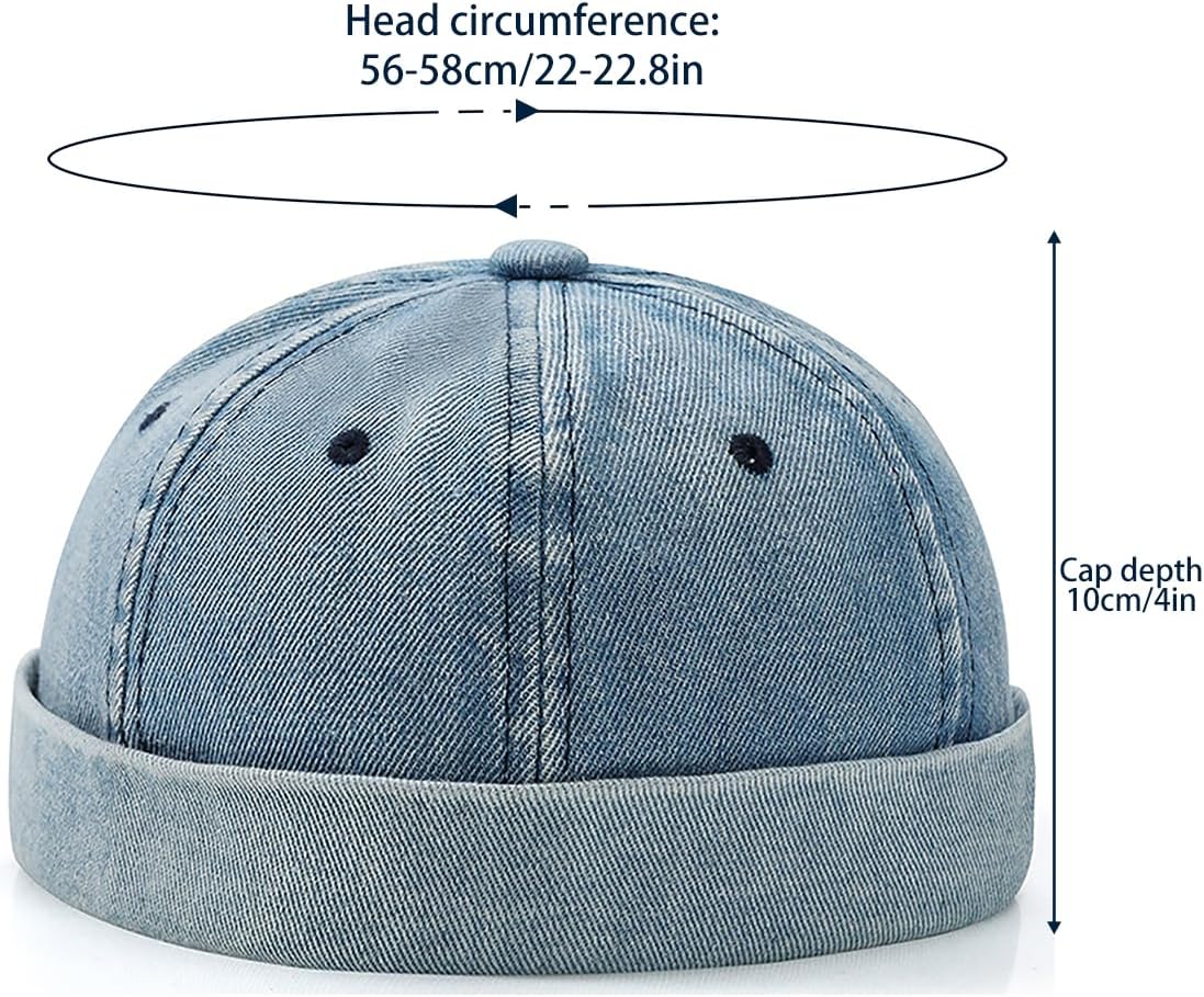 Glamorstar Brimless Dome Hats for Women Men Sailor Beanie Cap Vintage Docker Hat - Image 7