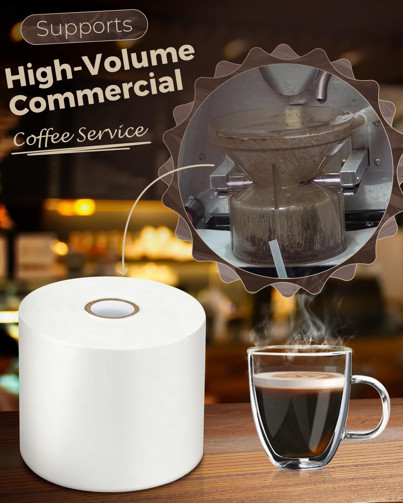 50766.0001 - Rollo de papel de filtro para cafetera Bunn Sure Immersion de 9 x 9 x 8 pulgadas, blanco, papel de filtro de alta densidad para filtración precisa y café transparente, ideal para uso