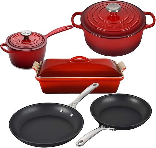 Miniatura 10 de Le Creuset - Juego completo de utensilios de cocina 8 piezas hierro fundido esmaltado con botones SS gres y antiadherente endurecido color negro