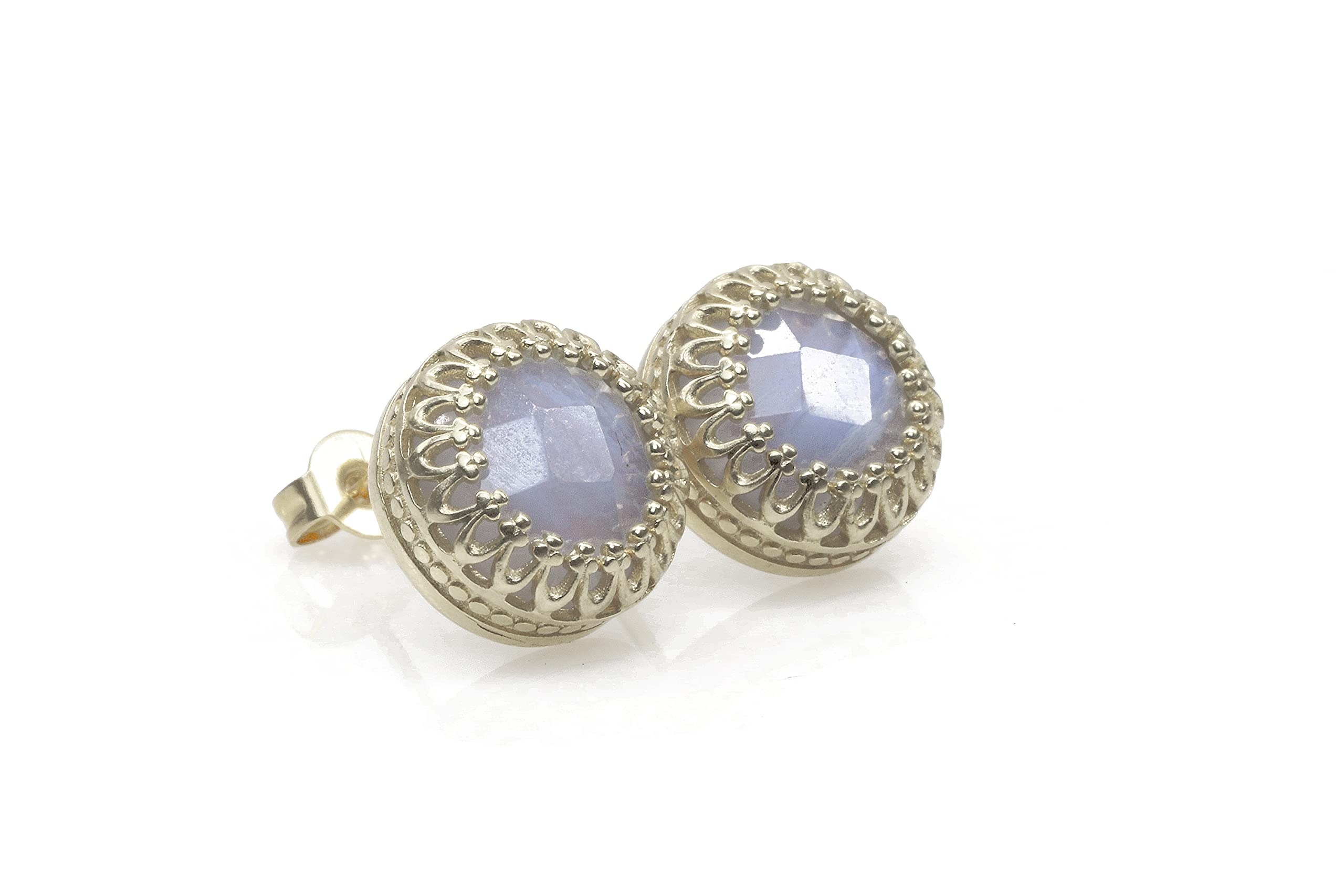 Anemone Gioielli Argento Sterling 925 con Pizzo Agata - Bene Gioielli Pregio per Donne Orecchini Damigella, Orecchini per Tutti i Giorni, Orecchini Sposa, Orecchini Regalo - con Scatola per Gioielli