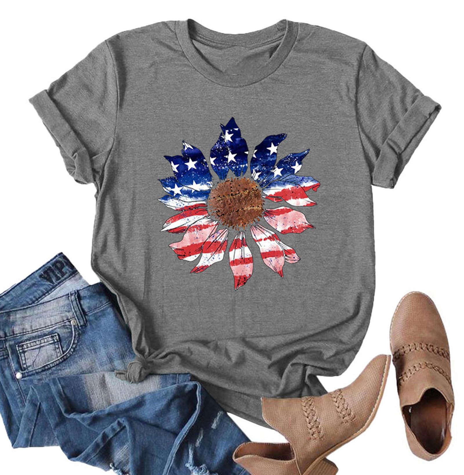 Anbech Womens Dandelion Graphic T-Shirts Teen Girls Cute Sunflower Print Casual Tee Tops