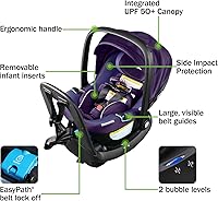 Vista 2 de Diono LiteClik30 RXT SafePlus Infant Car Seat and Base, Rear-Facing for Infants 4-30lbs, SafePlus Engineering, with Infant Insert, UPF 50+ Sunshade